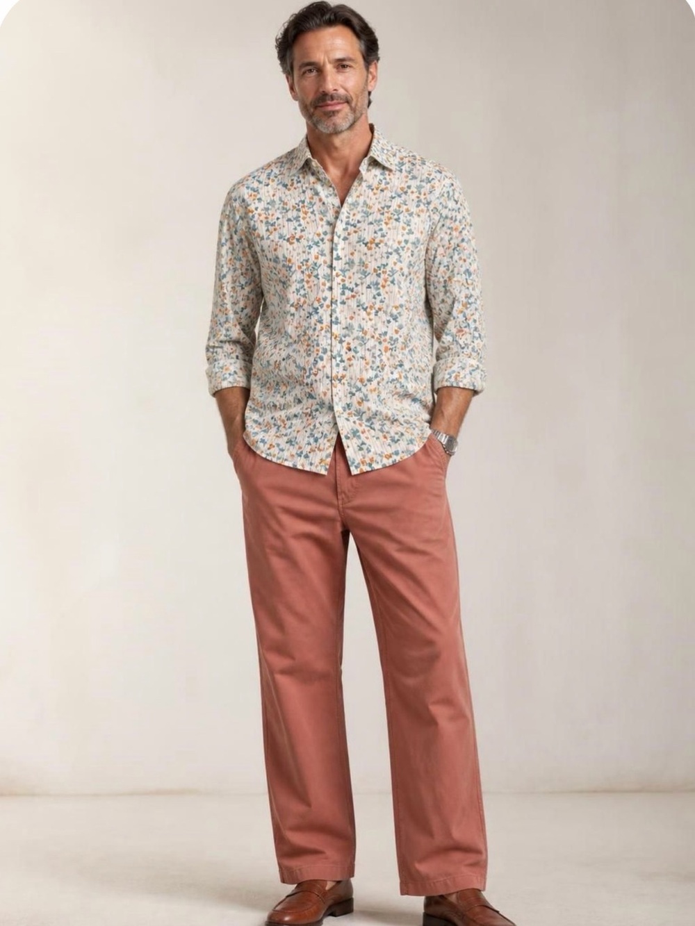 Paul Smith Men's Floral Button-Down Shirt - White, Blue & Orange
